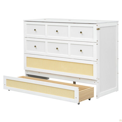 Full Size Murphy Bed with Large Drawers,White