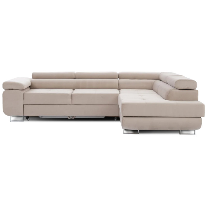 Canapé-lit d'angle Anton avec rangement - beige, Beige, Orienté vers le côté droit