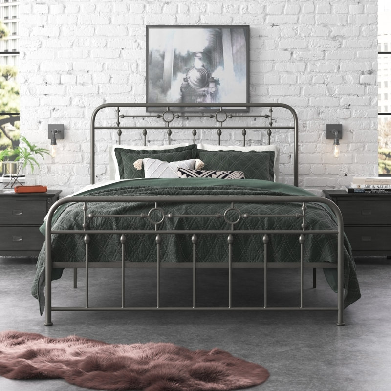 Thatcham Metal Open-Frame Bed, Queen, Gray