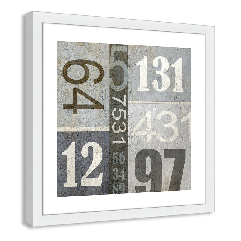 Art numérique encadré, H 22,5 po x l 22,5 po x P 0,6 po, Encadré plat blanc