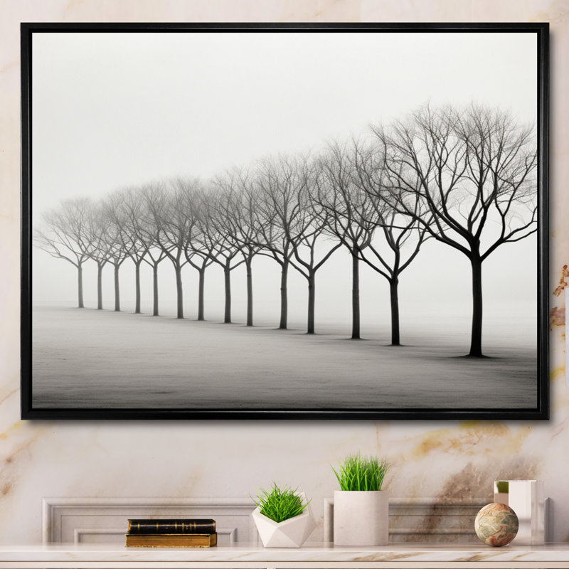 Hiver gris et blanc I - impression, H 16 po x l 32 po x P 1 po, Cadre flottant noir