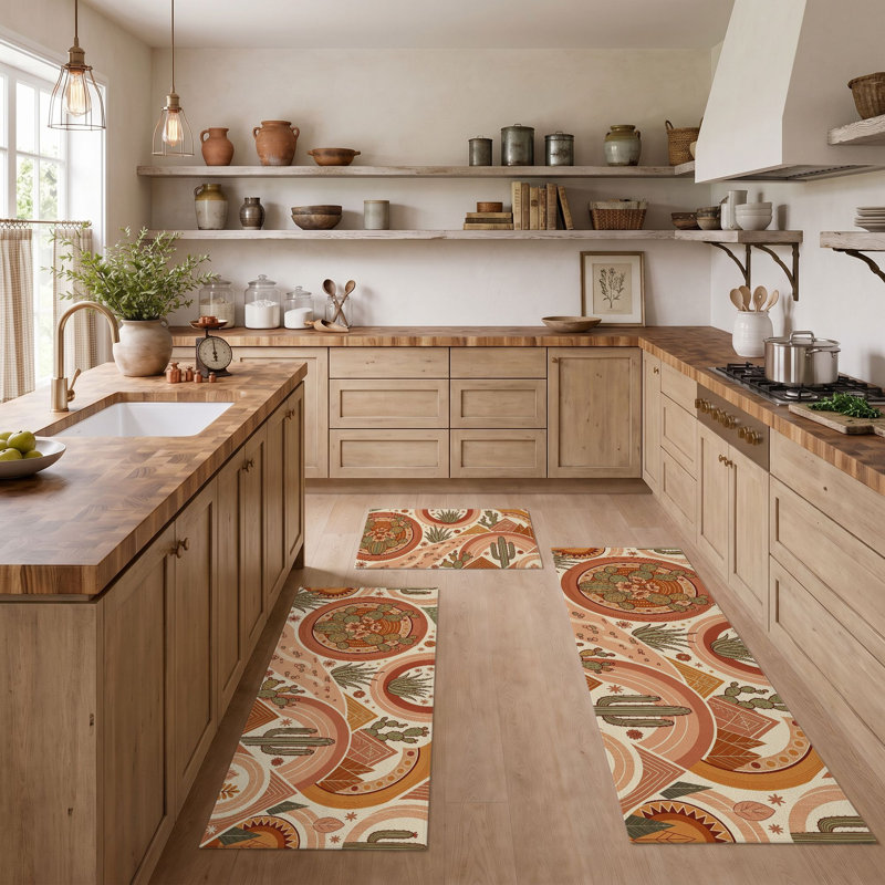 Boho Geometric Non-Slip Washable Kitchen Mats