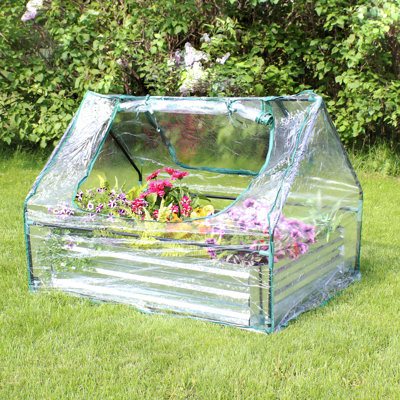 Mini serre extérieure Garmer avec jardin surélevé en métal et housse transparente - 4 pi x 3 pi