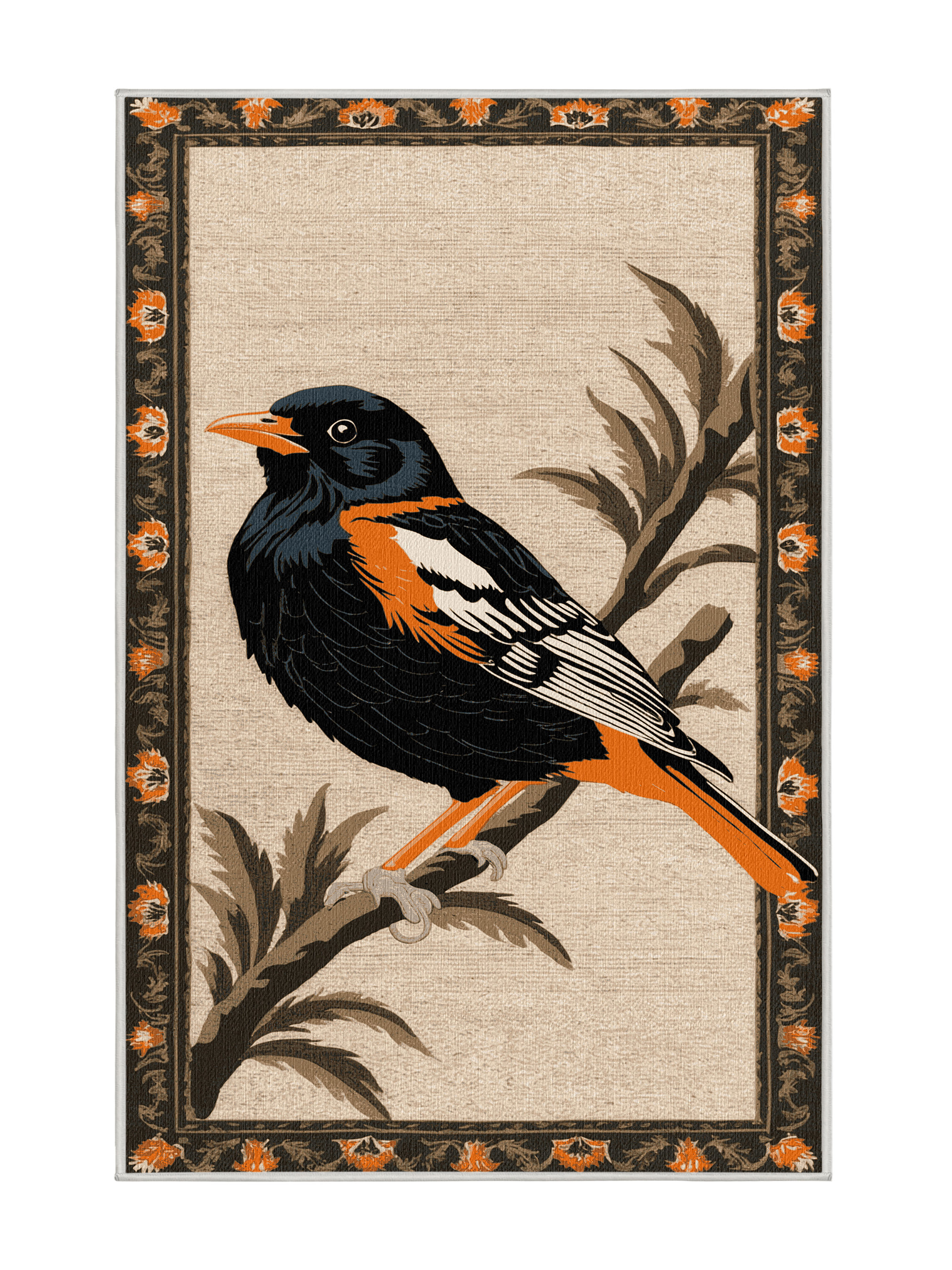 One Allium Way® Washable Baltimore Oriole Birds Area Rug | Wayfair