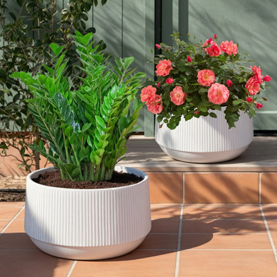 Ensemble de 2 pots à fleurs d'intérieur / extérieur en céramique