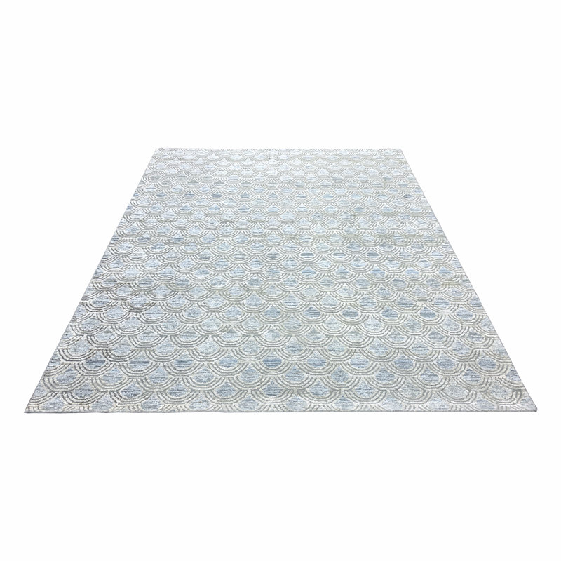 Geometric Area Rug in Blue/Ivory/Gray, Rectangle 8' x 10'