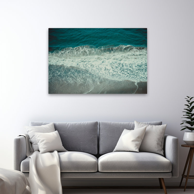 Après-midi pacifique III bleu côtier blanc plage brun, H 48 po x l 32 po