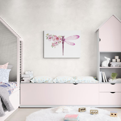 Blush Garden Dragonfly - Fine Art Giclee Print on Gallery Wrapped Canvas