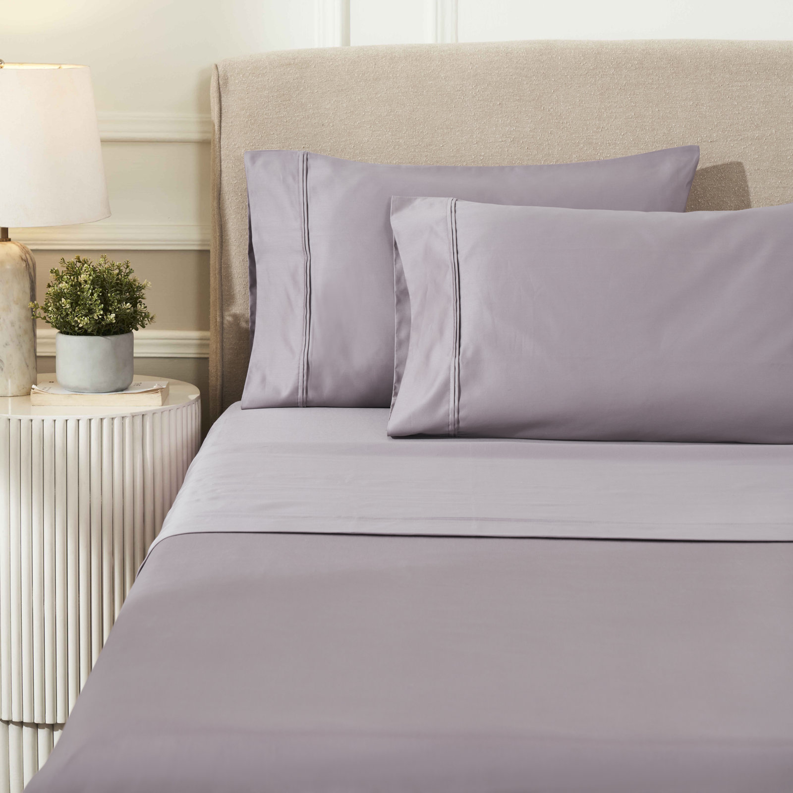 Mellark Cotton Sheet Set, King Sheet Set with 2 Pillowcases, Zephyr