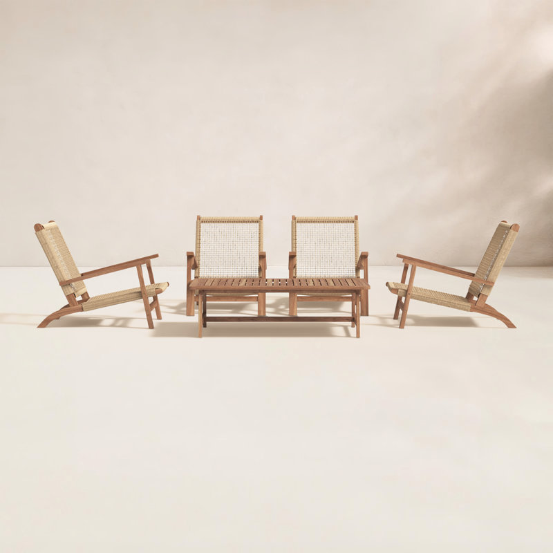 Kismet Acacia 4 - Person Patio Conversation Set, Natural