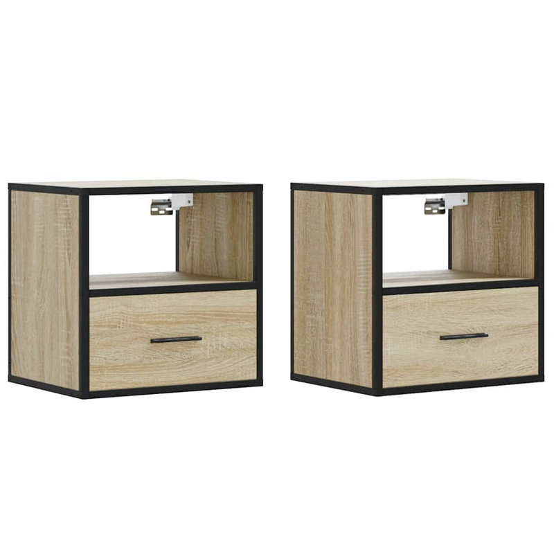 40cm W Metal Bedside Table, Sonoma Oak