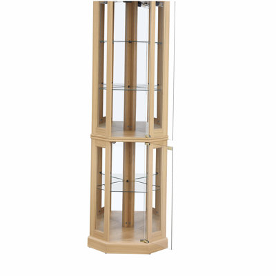 Vitrine d'angle vitrée d'angle pour vitrine d'angle pour salon, armoire vitrée, collection Antique, vin, éclairage de bar en verre inclus, chêne clair