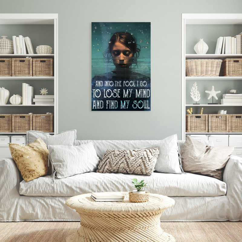 «Swim And Into The Pool I Go» - 1 pièce Rectangle Gr «Swim And Into The Pool I Go», reproduction d'art graphique sur toile tendue
