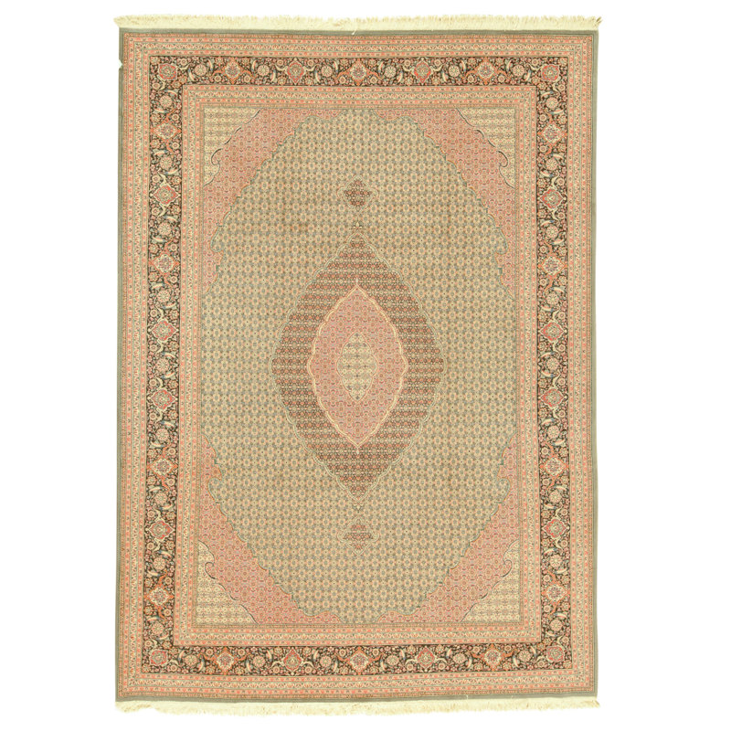 Tapis rectangulaire en laine noué à la main