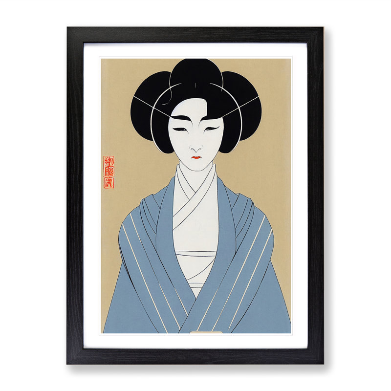Classic Geisha No.2 - Single Picture Frame Print, 64cm H x 46cm W x 2cm D, Black