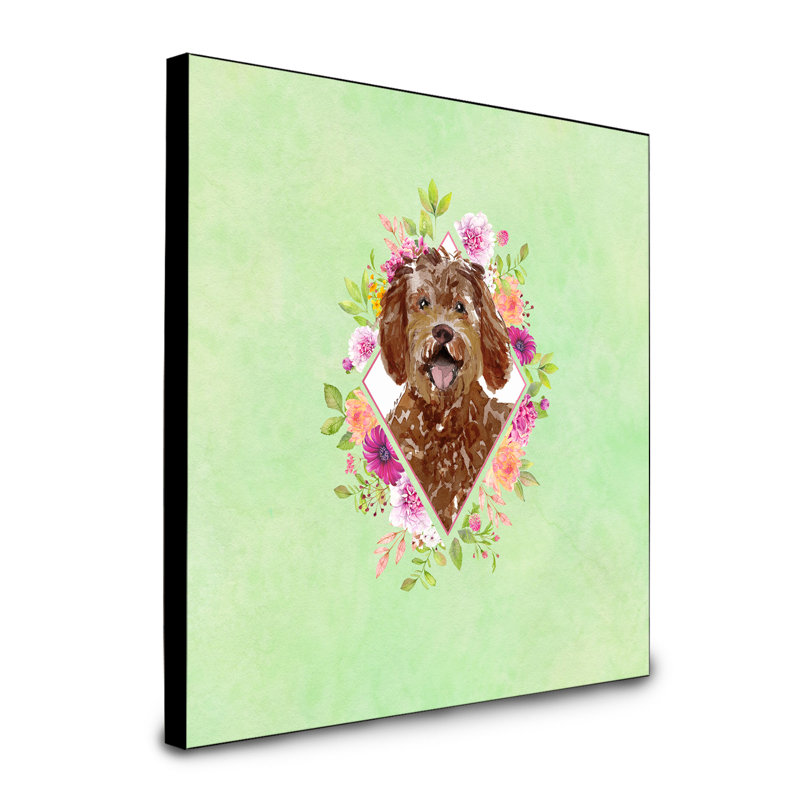 Panneau mural Dollman Flowers, Vert, Labradoodle