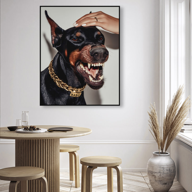 Baby Doberman Print by Oliver Gal, 46" H x 37" W, Black Floater Frame