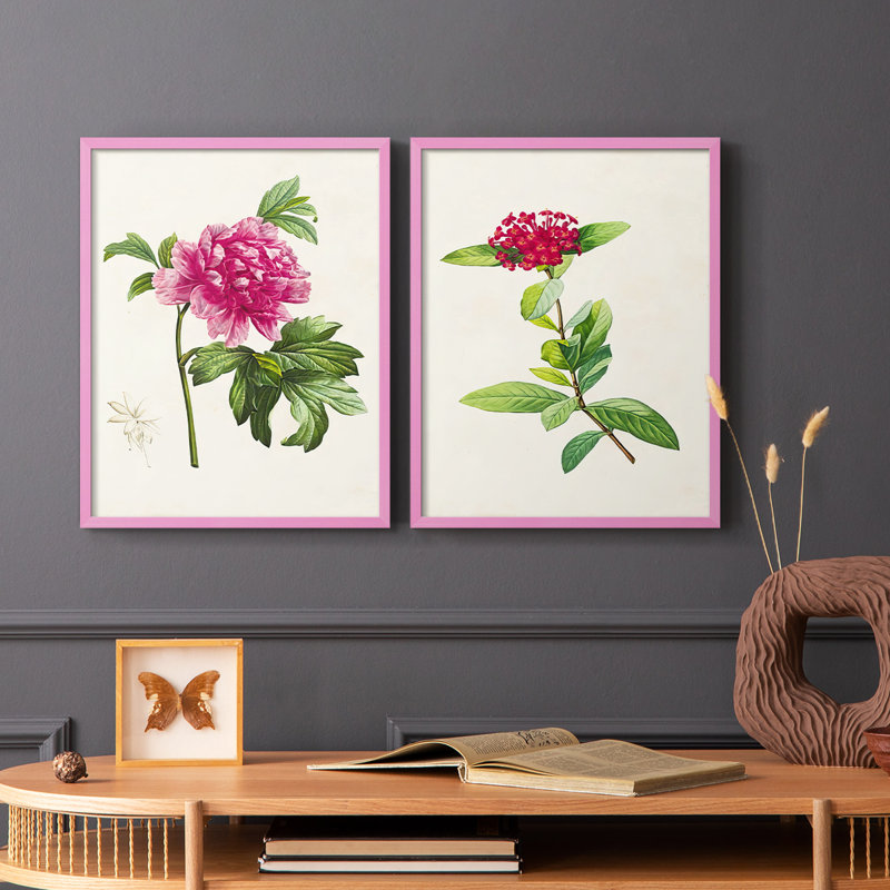 Impression encadrée PrettyPinkBotanicalsI-Premium - prête à être accrochée - aucun clou requis - aucun clou requis, Rose