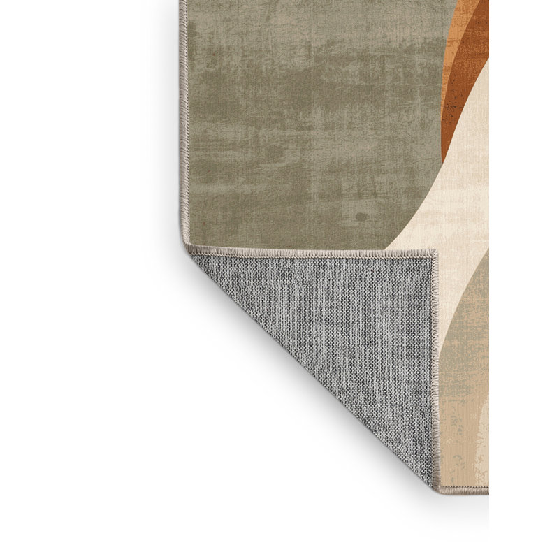 Tapis arc moderne et contemporain lavable à la machine en gris - beige, 7x9