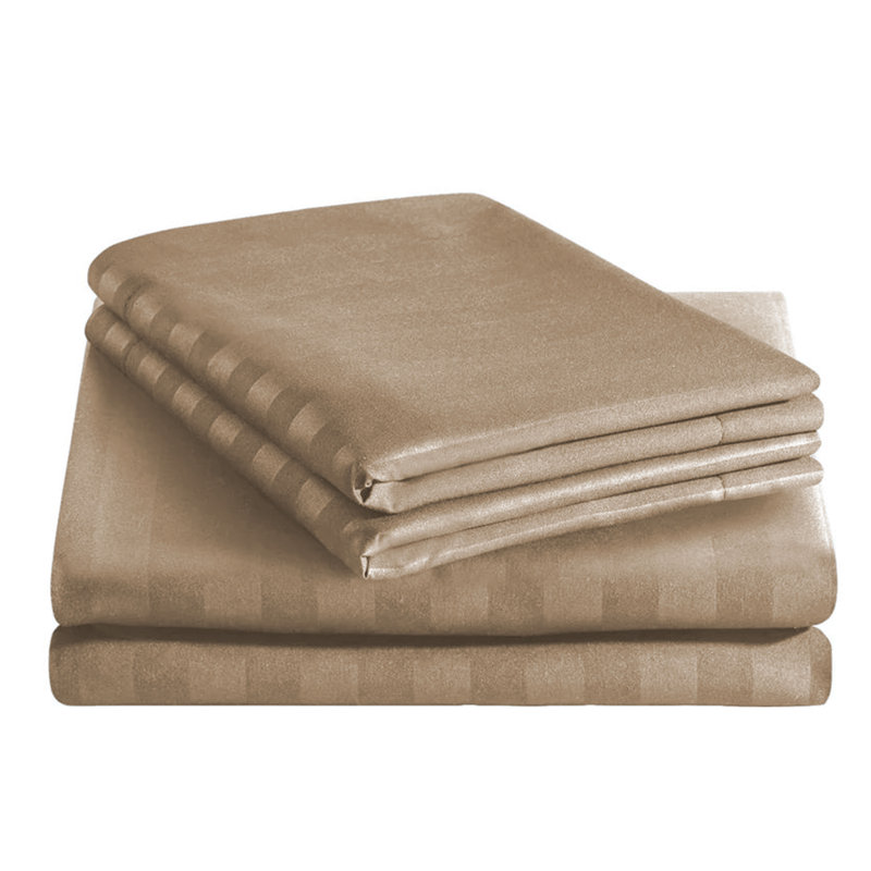 Luxurious 3-Piece Ultra Soft Stripe Duvet Cover Set with Pillowcases, Beige, Double Duvet Cover Set + 2 Standard Pillowcases