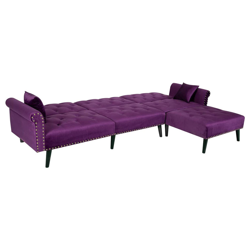Canapé-lit 115 po, Velours mauve