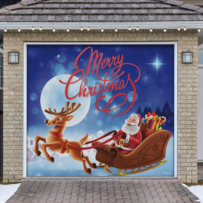 Panneau de porte de garage à renne pour le noël