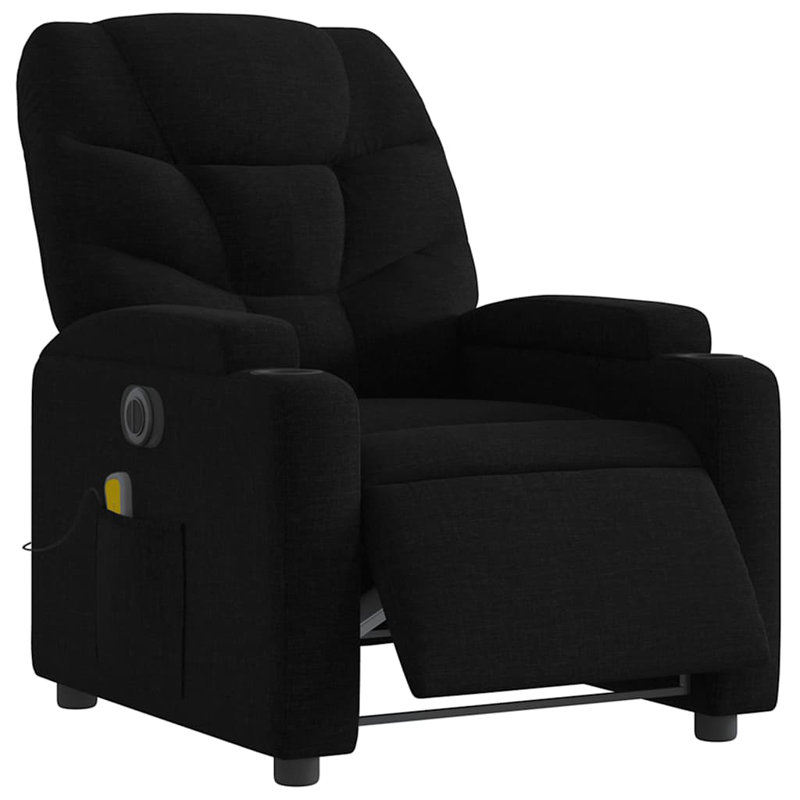 Upholstered Massage Chair, Electric Push Back, Gray Polyester