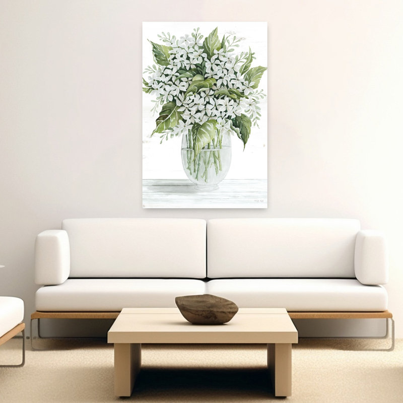 Simple Floral On White Contemporary Spring Flower Wall Art Print, 152.4cm H x 101.6cm W