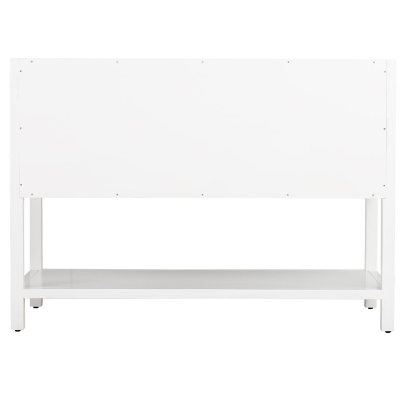White Mahogany Freestanding Single Bathroom Vanity with Carrara Marble Top