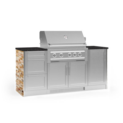 Outdoor Kitchen Signature Series 8 Piece Cabinet Set with 36 in. Natural Gas Platinum Grill -  NewAge Products, 68262