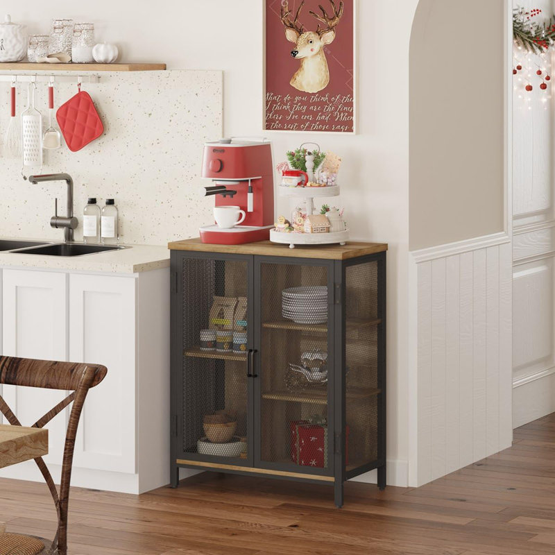 Armoire à café pour les boissons alcoolisées, petite armoire de rangement pour la cuisine à domicile, buffet de style campagnard, armoires à whisky pour salle à manger (2 portes)