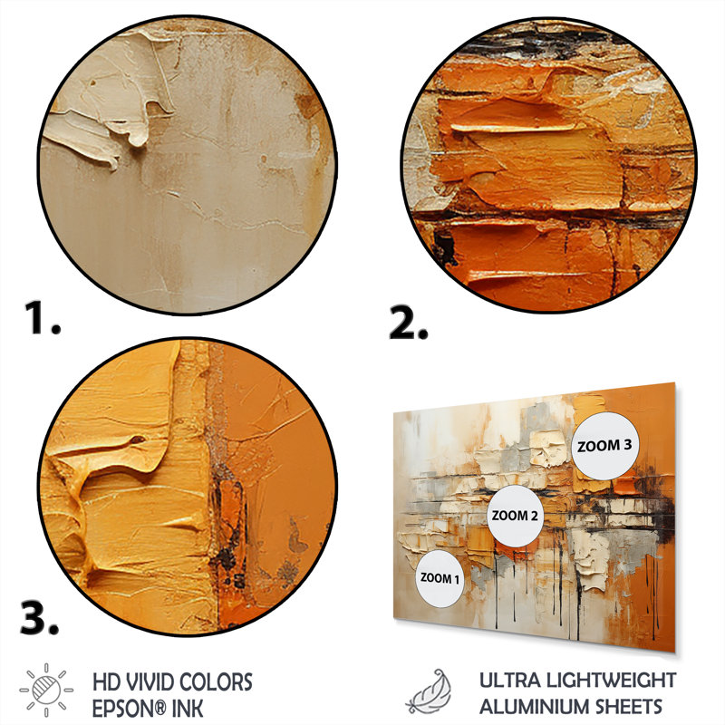 Orange Impressions III - Abstract Collages Metal Wall Decor Set
