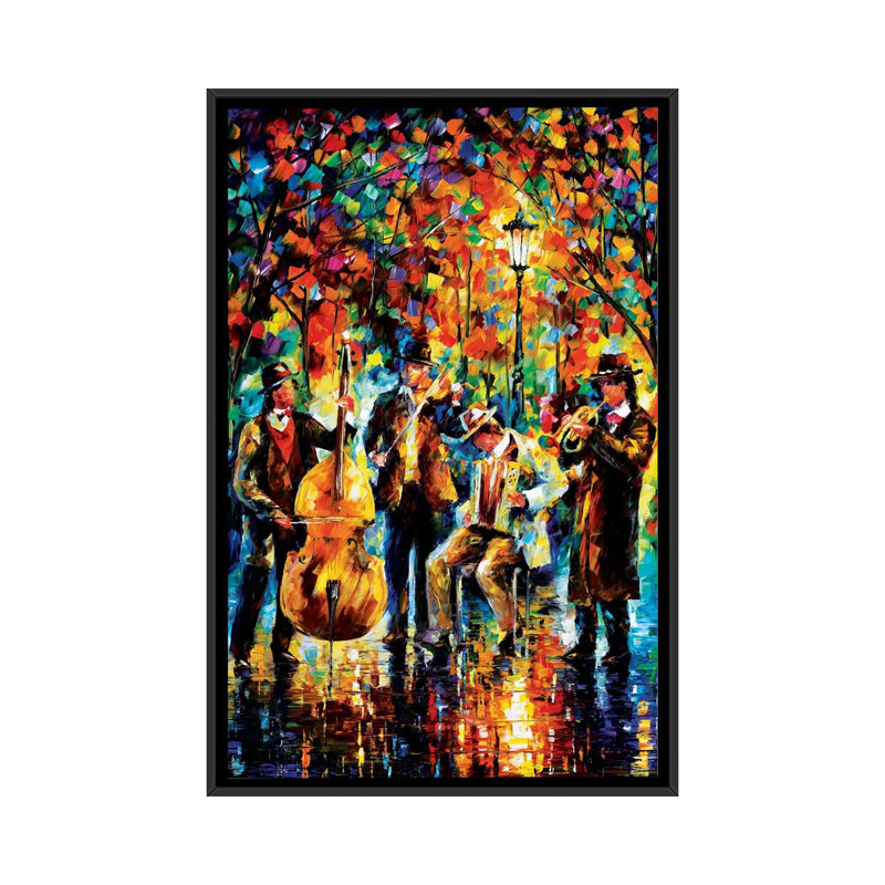Reproduction d'art sur toile tendue « Glowing Music », H 26 po x l 18 po, Toile avec cadre flottant, Noir