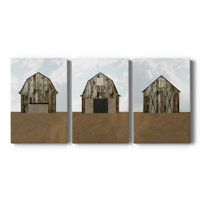 A Barn's Portrait I  -Custom Wrapped Gallery Canvas - 3 Pieces