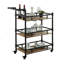 Industrial Style Antique Black Inspired Design Natural Oak 1Pc Serving Cart 3-Tier Server W Wheels