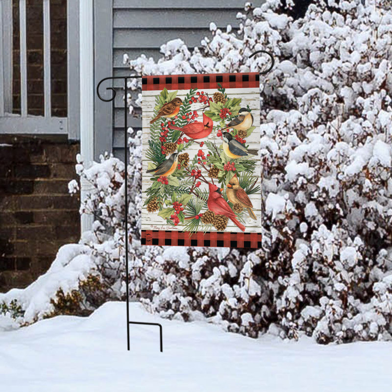 Couronne de jardin d'hiver, Oiseaux rouges/verts/bruns