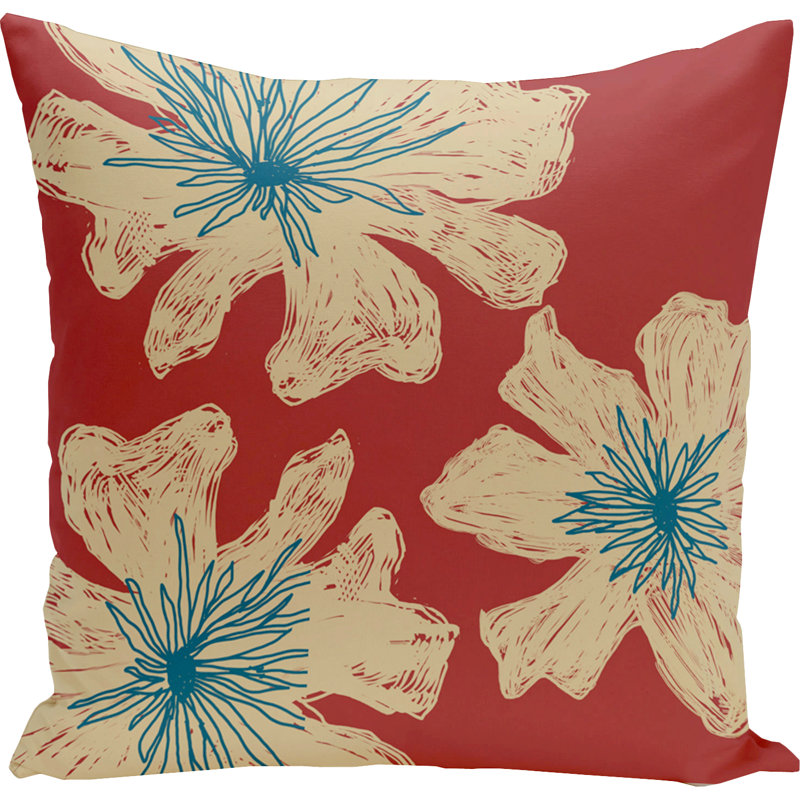 Coussin réversible, H 18 po x l 18 po, Bouddha / gingembre / bleu sarcelle, Carré