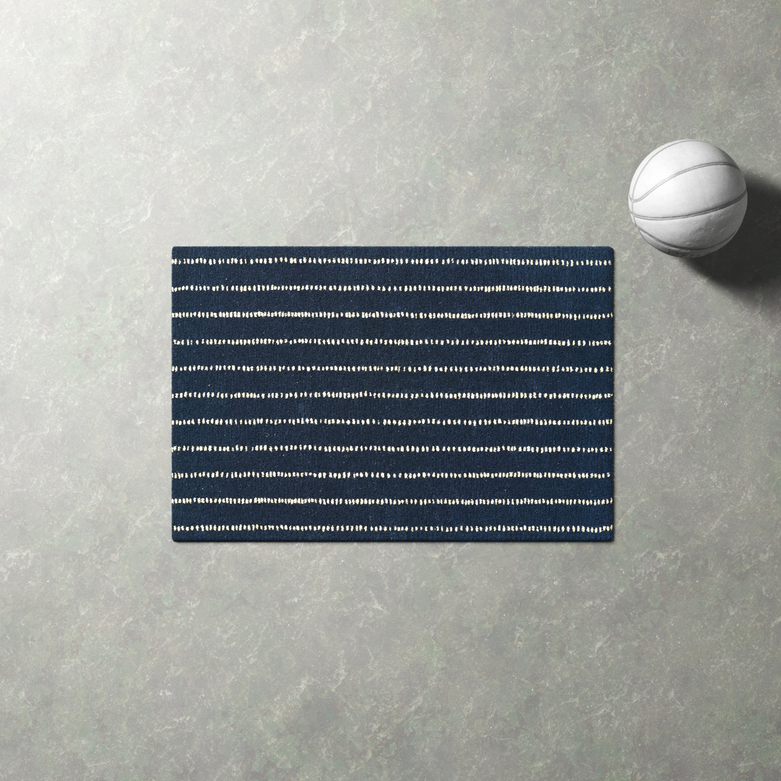 Nichols Navy Hand-Tufted Striped Wool Rug, Rectangle 2' x 3'