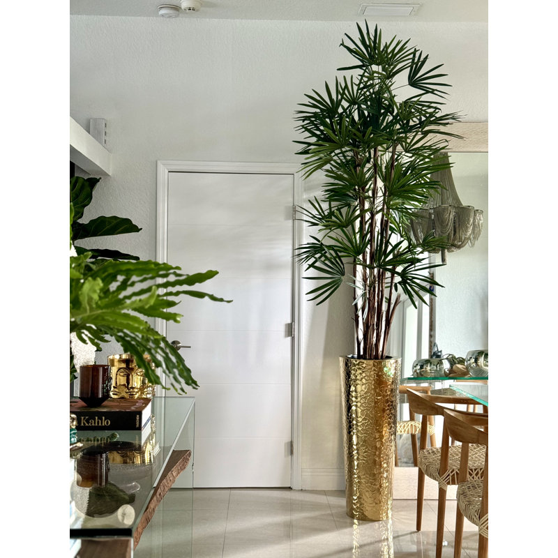 Lady Faux Palm Tree in Metal Planter