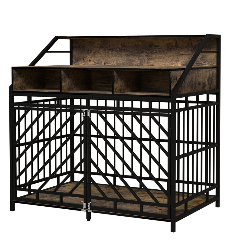 Grand chenil moyen pour chien avec intérieur confortable et portes doubles avec rangement à trois tiroirs