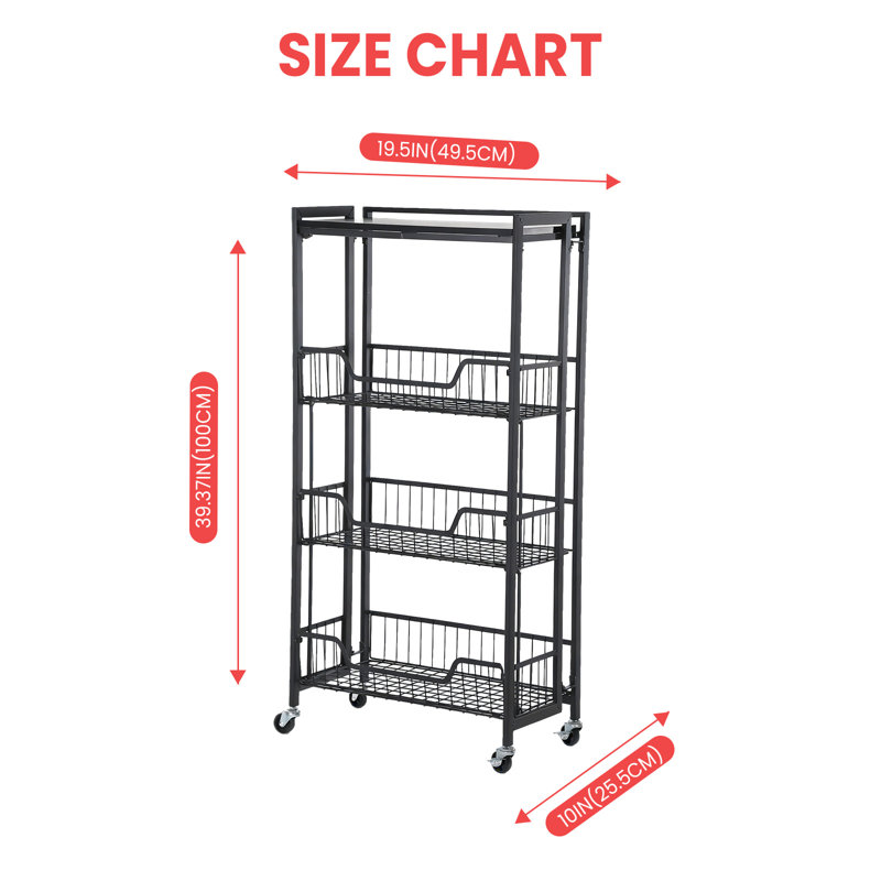 100.1cm H x 49.5cm W Utility Cart, Black