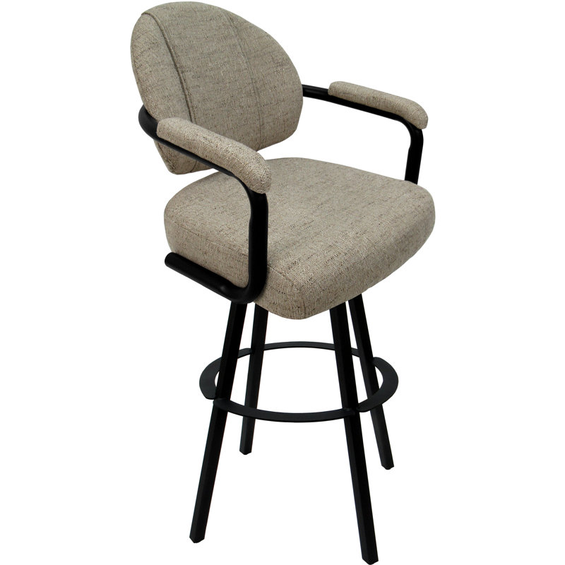 Tabouret de comptoir pivotant 30 po Mahlum, Mélange de polyester bois flotté / structure noi