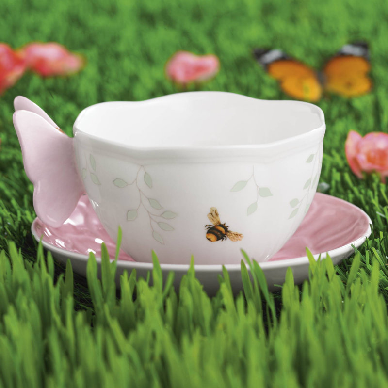 Lenox Butterfly Meadow 8 oz. Teacup and Saucer, Pink