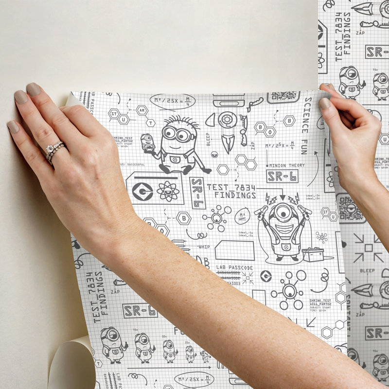 Papier peint adhésif «Minions Science In Progress» gris, Grey/White