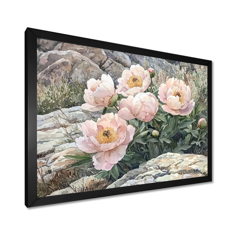 Insaf - Floral Oversized Canvas Prints, Single Picture Framed Print, 30" H x 40" W, Black