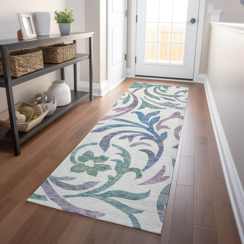 Premium Machine Washable Prisco White Rug, Runner 2'3" x 7'6"