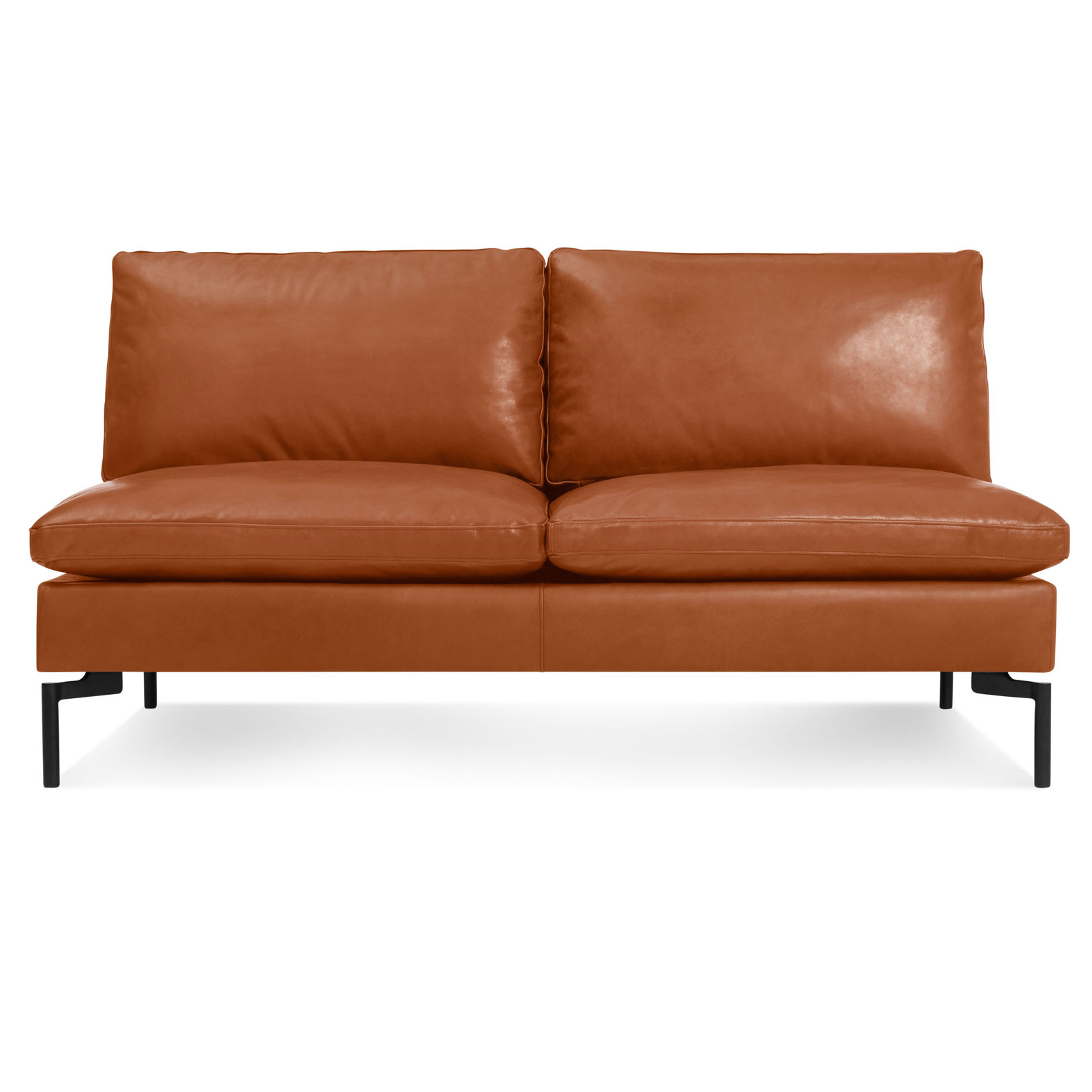 New Standard 60'' Upholstered Loveseat, Toffee Genuine Leather, Black