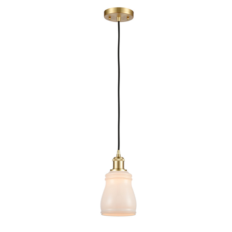 Mauk 1 - Light Single Pendant, White, 6 Watt Vinage LED Bulb, Polished Nickel