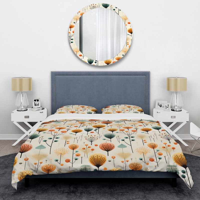 Ensemble de housse de couette scandinave Midcentury Delight, Housse de couette pour très grand lit et 2 très