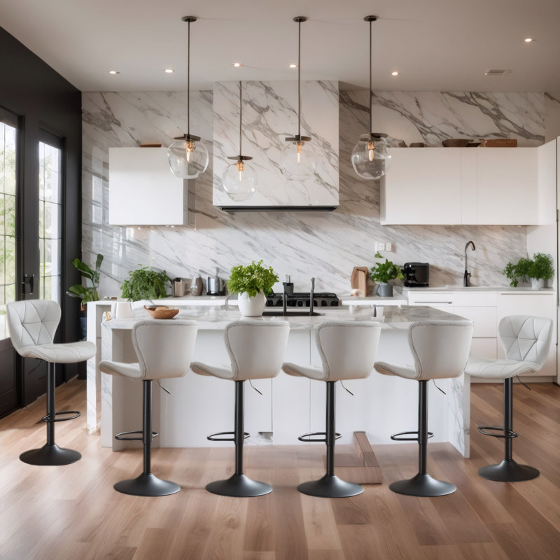 Swivel Adjustable Height Modern Bar& Counter Stool, Gray